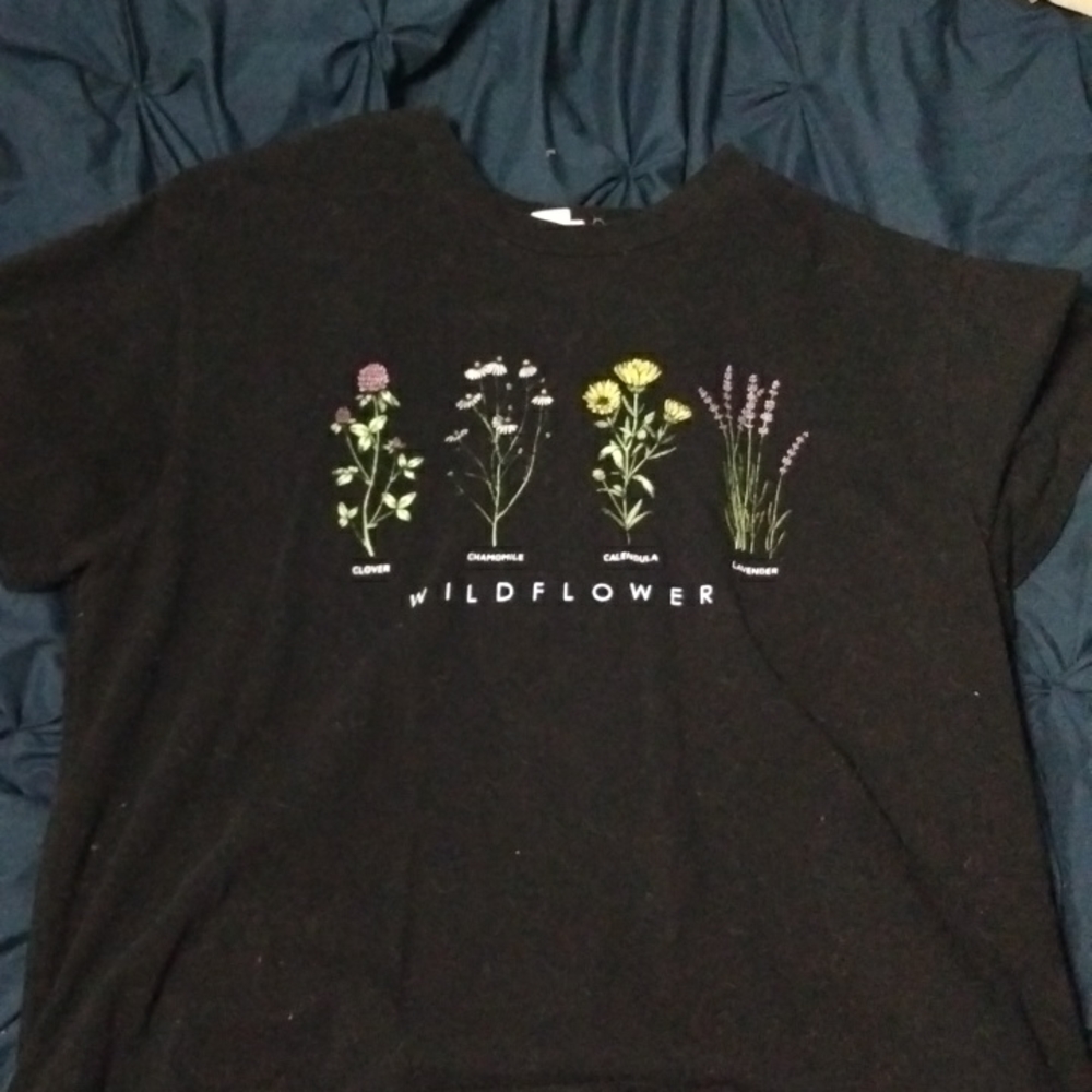 Black Crop Top with Flowers